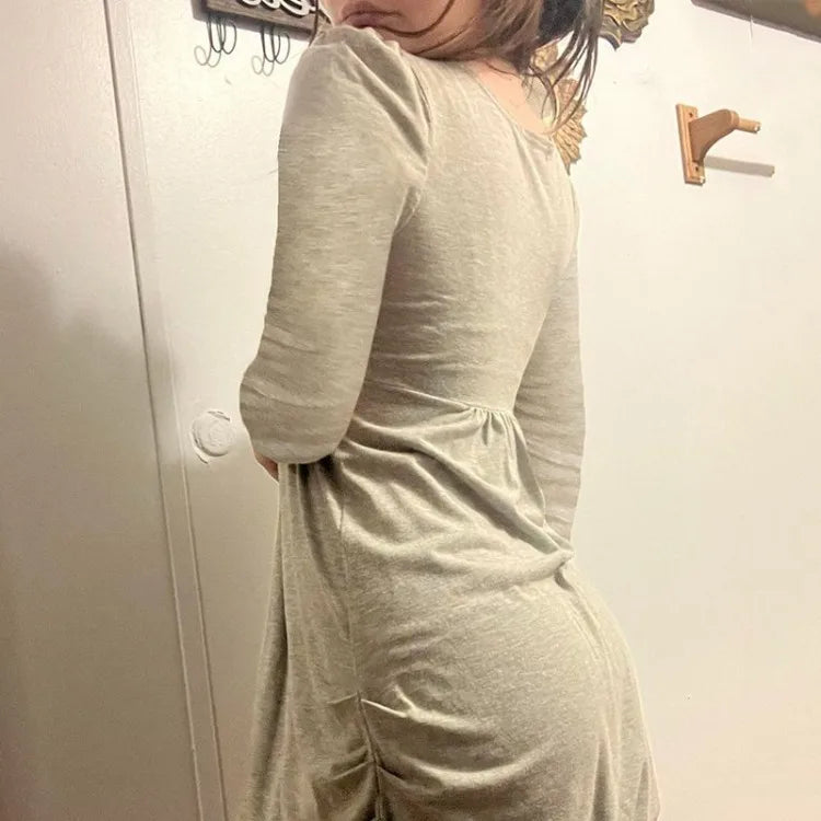 Elegant Sweet Bow Patchwork Fake Two Piece Dresses Sexy Square Collar Dress for Women Long Sleeve Loose Vestidos Femininos